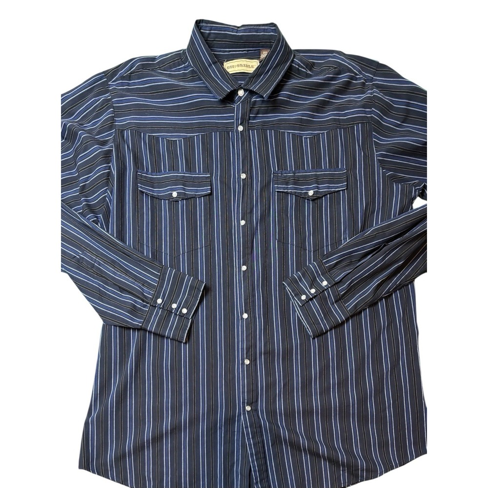 Bit And Bridle Shirt Mens‎ 2XT Western Pearl Snap Stripe Long Sleeve